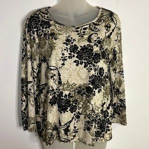 Sonoma Vintage Floral Long Sleeve Tee in Black and Olive
